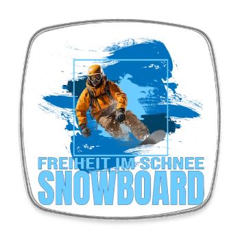 Freiheit im Schnee - Snowboard - Viereckiger Kühlschrankmagnet - Weiß - Vorne