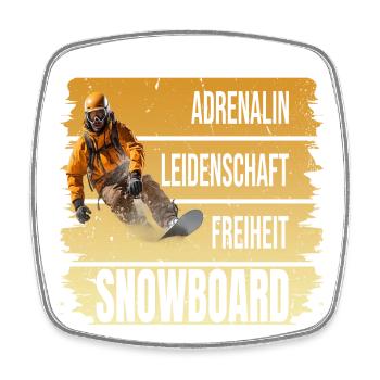Adrenalin - Leidenschaft - Freiheit - Snowboard - Viereckiger Kühlschrankmagnet - Weiß - Vorne