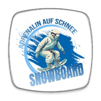 Adrenalin auf Schnee - Snowboard - Viereckiger Kühlschrankmagnet - Weiß - Vorne