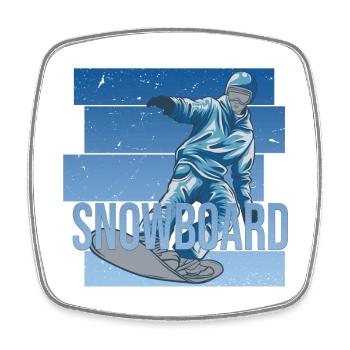 Snowboard - Viereckiger Kühlschrankmagnet - Weiß - Vorne