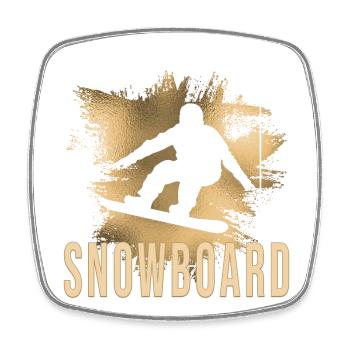 Snowboard - Viereckiger Kühlschrankmagnet - Weiß - Vorne