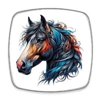 Pferd - Viereckiger Kühlschrankmagnet - Weiß - Vorne