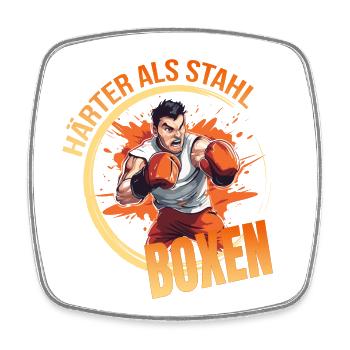 Härter wie Stahl - Boxen - Viereckiger Kühlschrankmagnet - Weiß - Vorne