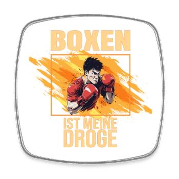 Boxen ist meine Droge - Viereckiger Kühlschrankmagnet - Weiß - Vorne