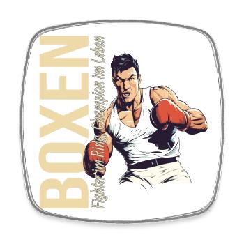Fighter im Ring - Champion im Leben - Viereckiger Kühlschrankmagnet - Weiß - Vorne