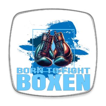 Born to fight Boxen - Viereckiger Kühlschrankmagnet - Weiß - Vorne