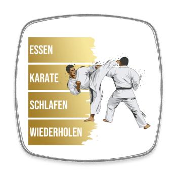 Essen - Karte - Schlafen - Wiederholen - Viereckiger Kühlschrankmagnet - Weiß - Vorne