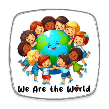We Are the World - Square fridge magnet - white - Front