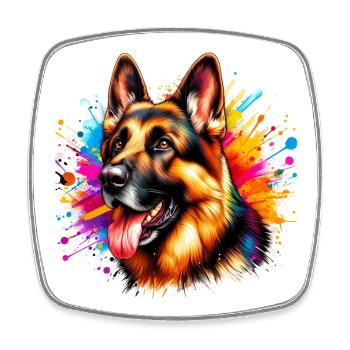 Deutscher Schäferhund - Viereckiger Kühlschrankmagnet - Weiß - Vorne