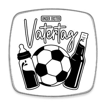 Unser erster Vatertag (Fußball Papa Sohn Baby) - Viereckiger Kühlschrankmagnet - Weiß - Vorne