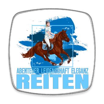 Abenteuer - Leidenschaft - Eleganz - Reiten - Viereckiger Kühlschrankmagnet - Weiß - Vorne