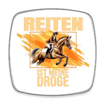 Reiten ist meine Droge - Viereckiger Kühlschrankmagnet - Weiß - Vorne