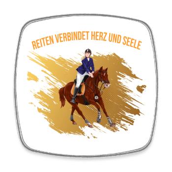 Reiten verbindet Herz und Seele - Viereckiger Kühlschrankmagnet - Weiß - Vorne