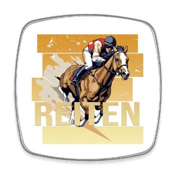 Reiten - Viereckiger Kühlschrankmagnet - Weiß - Vorne