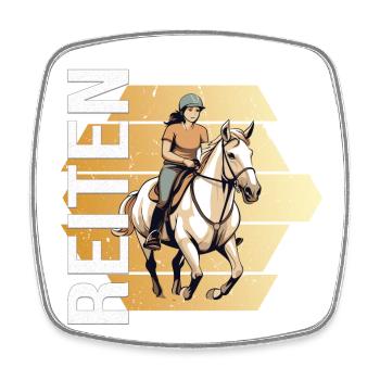 Reiten - Viereckiger Kühlschrankmagnet - Weiß - Vorne