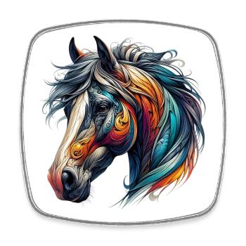 Cheval - Magnet carré - blanc - Devant