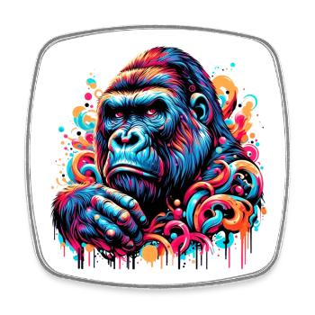 Gorilla - Viereckiger Kühlschrankmagnet - Weiß - Vorne