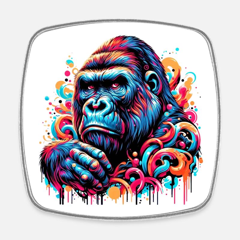 Gorilla - Viereckiger Kühlschrankmagnet - Weiß