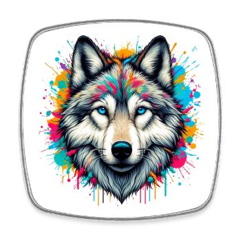 Loup - Magnet carré - blanc - Devant