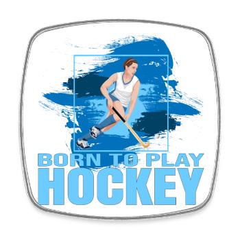 Born to play Hockey - Viereckiger Kühlschrankmagnet - Weiß - Vorne