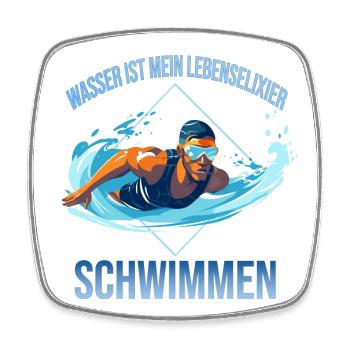 Wasser ist mein Lebenselixier - Schwimmen - Viereckiger Kühlschrankmagnet - Weiß - Vorne