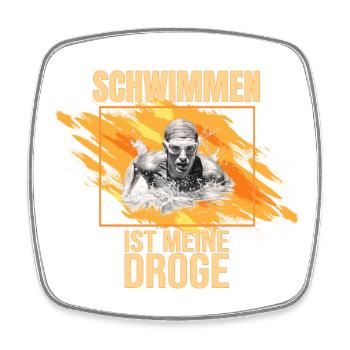 Schwimmen ist meine Droge - Viereckiger Kühlschrankmagnet - Weiß - Vorne