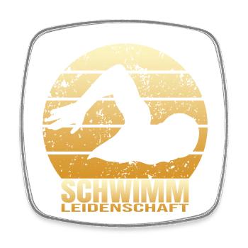 Schwimm Leidenschaft - Viereckiger Kühlschrankmagnet - Weiß - Vorne