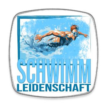 Schwimm Leidenschaft - Viereckiger Kühlschrankmagnet - Weiß - Vorne