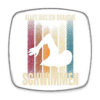 Alles was ich brauche - Schwimmen - Viereckiger Kühlschrankmagnet - Weiß - Vorne