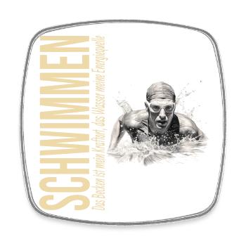 Das Becken ist mein Kraftort - Schwimmen - Viereckiger Kühlschrankmagnet - Weiß - Vorne