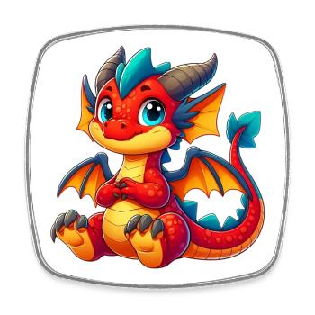 Dragon - Magnet carré - blanc - Devant