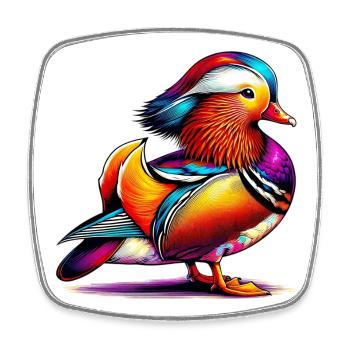 Mandarinente - Viereckiger Kühlschrankmagnet - Weiß - Vorne