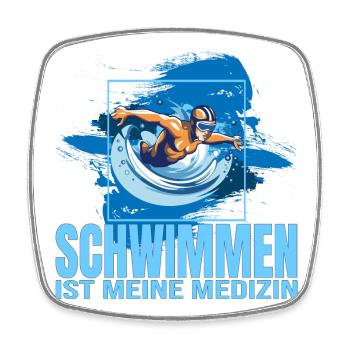 Schwimmen ist meine Medizin - Viereckiger Kühlschrankmagnet - Weiß - Vorne