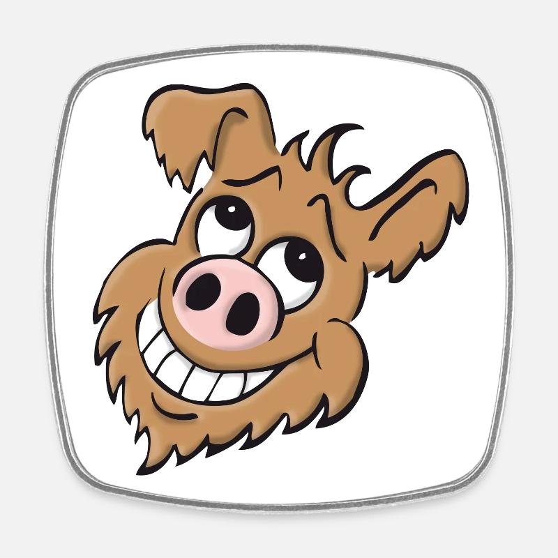 Chien cochon - rire - Magnet carré - blanc