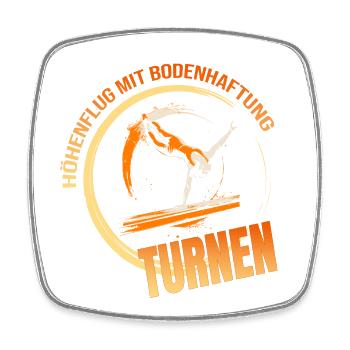 Höhenflug mit Bodenhaftung - Turnen - Viereckiger Kühlschrankmagnet - Weiß - Vorne