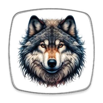 Wolf - Square fridge magnet - white - Front
