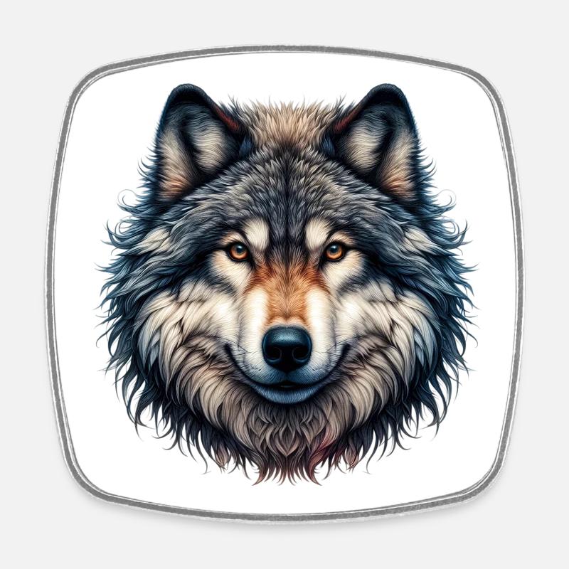 Wolf - Viereckiger Kühlschrankmagnet - Weiß