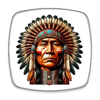 Amerikanisch Indianer Amerikanische Rote Haut - Viereckiger Kühlschrankmagnet - Weiß - Vorne
