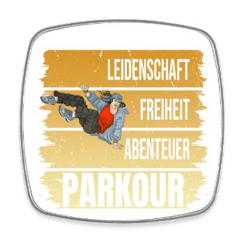 Leidenschaft - Freiheit - Abenteuer - Parkour - Viereckiger Kühlschrankmagnet - Weiß - Vorne