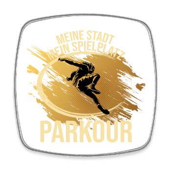 Meine Stadt - Mein Spielplatz - Parkour - Viereckiger Kühlschrankmagnet - Weiß - Vorne