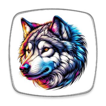 Loup - Magnet carré - blanc - Devant