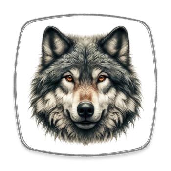 Loup - Magnet carré - blanc - Devant