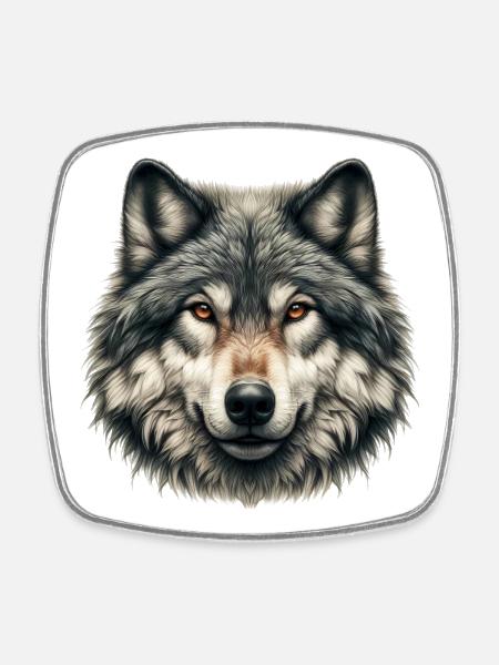 Wolf - Viereckiger Kühlschrankmagnet - Weiß
