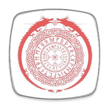 Icône de cercle de runes vikings sur les vêtements - Magnet carré - blanc - Devant