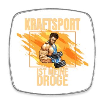 Kraftsport ist meine Droge - Viereckiger Kühlschrankmagnet - Weiß - Vorne