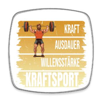 Kraft - Ausdauer - Willensstärke - Kraftsport - Viereckiger Kühlschrankmagnet - Weiß - Vorne