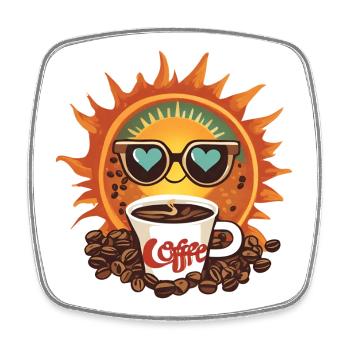 Sun Coffee Vintage-Stil und Leidenschaft - Viereckiger Kühlschrankmagnet - Weiß - Vorne
