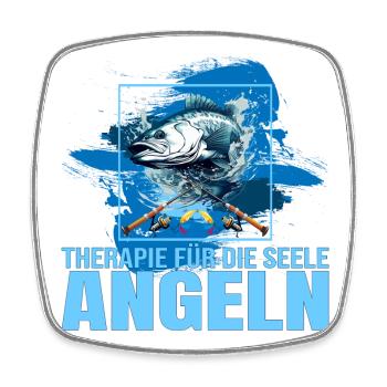 Therapie für die Seele - Angeln - Viereckiger Kühlschrankmagnet - Weiß - Vorne