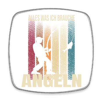 Alles was ich brauche - Angeln - Viereckiger Kühlschrankmagnet - Weiß - Vorne