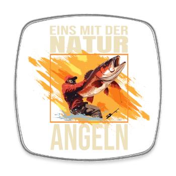 Eins mit der Natur - Angeln - Viereckiger Kühlschrankmagnet - Weiß - Vorne